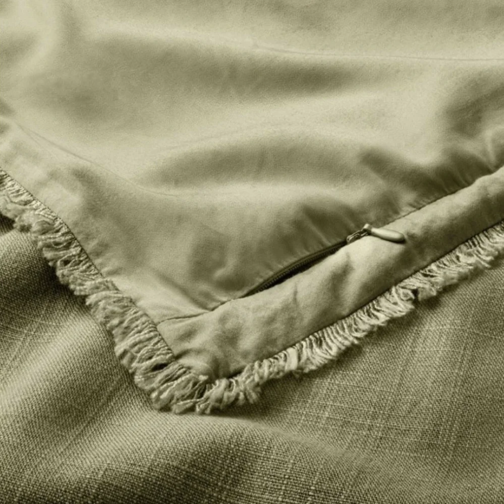 Casaluna heavy weight linen blend pillow sham in moss green color King Size